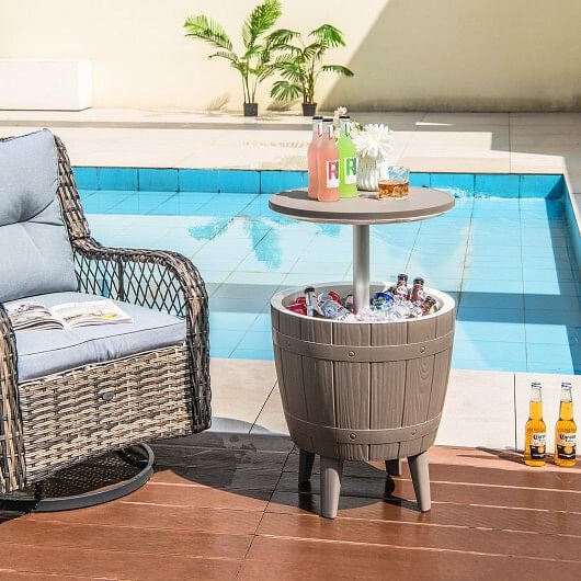 10 Gallon Cooler Bar Table Outdoor Coffee Table Ice Bucket with Telescopic Tabletop for Beer and Wi - Brewhug