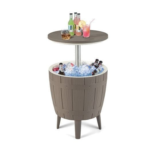 10 Gallon Cooler Bar Table Outdoor Coffee Table Ice Bucket with Telescopic Tabletop for Beer and Wi - Brewhug