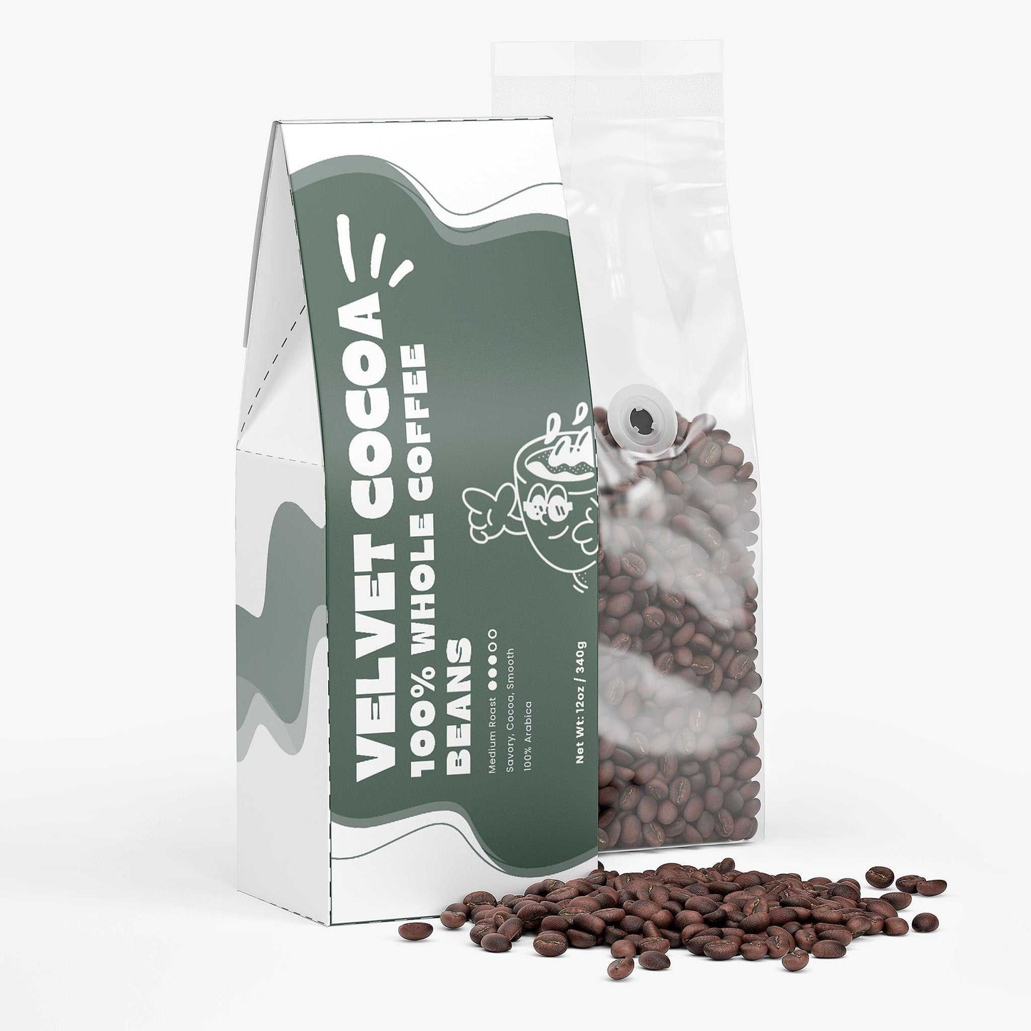 Premium medium roast coffee beans - smooth chocolate cocoa flavor