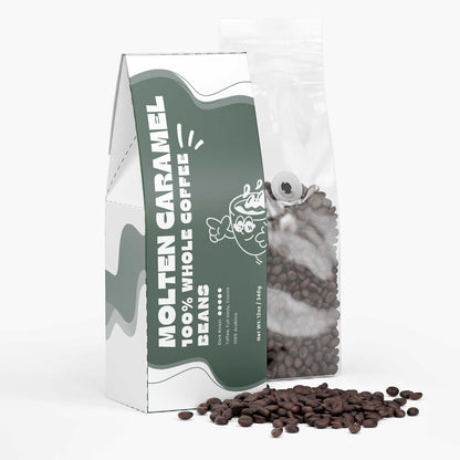 Premium dark roast coffee beans - bold caramel flavored specialty coffee