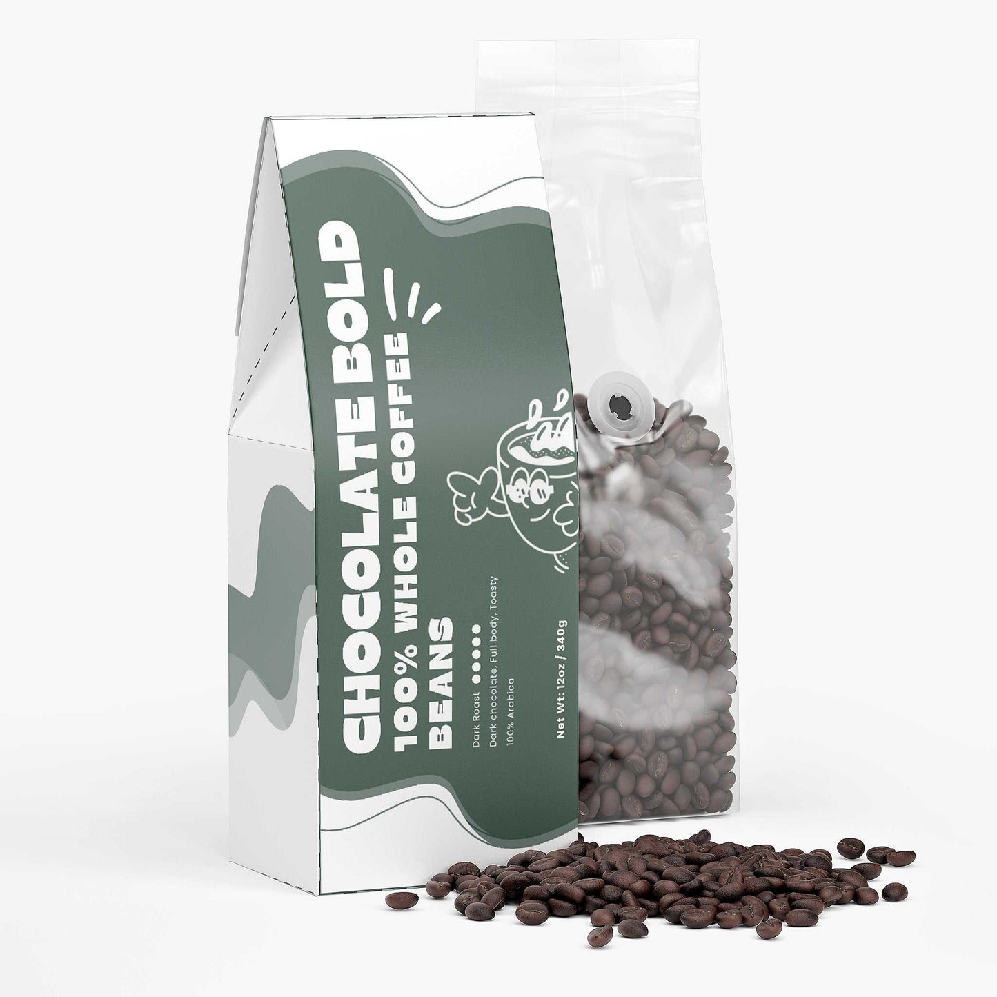 Dark roast chocolate coffee beans - bold specialty coffee blend