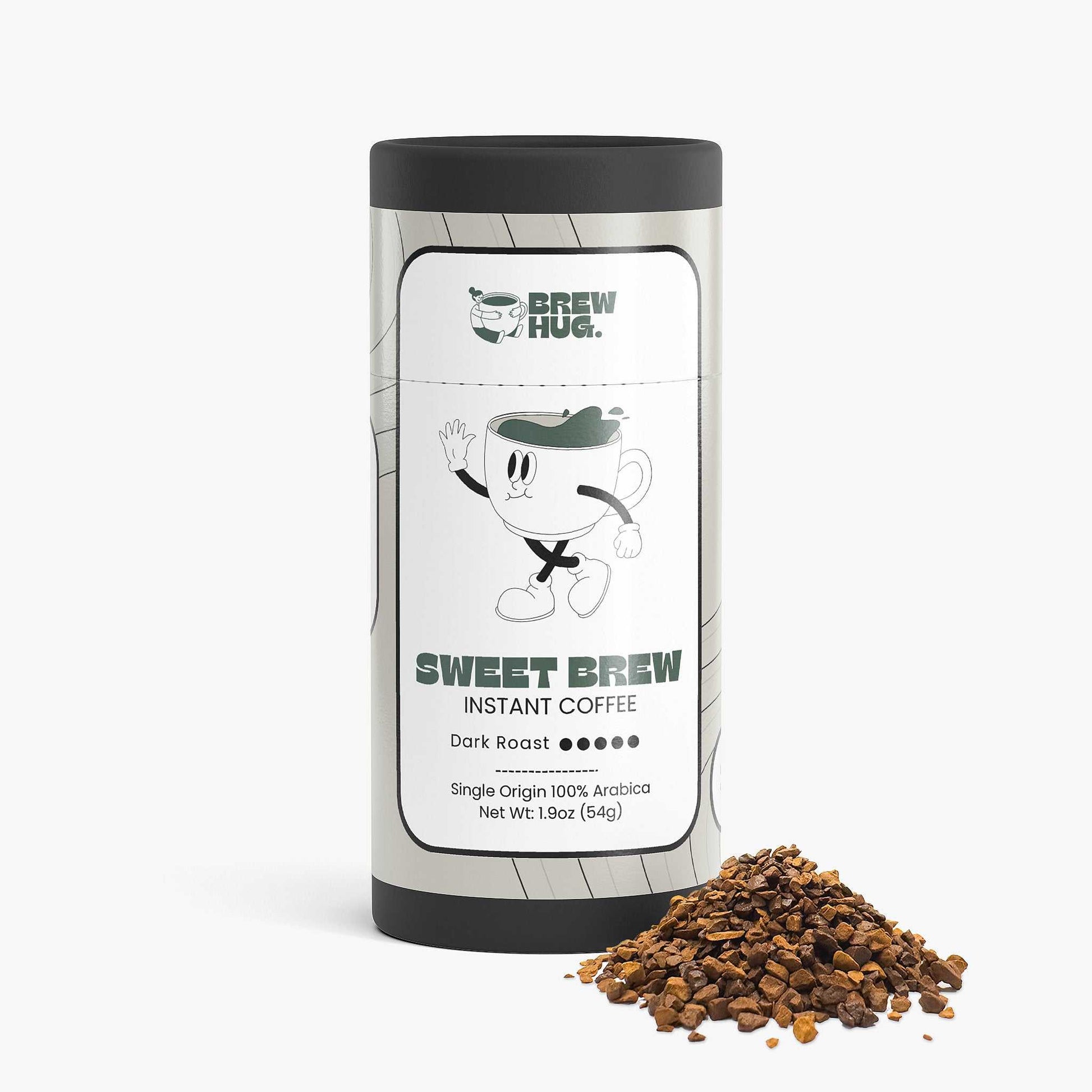 Instant coffee canister - Sweet Brew dark roast premium specialty coffee