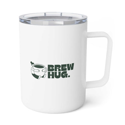 White mug with 'Brew Hug' logo on a white background