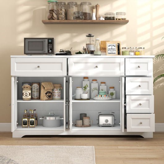 Buffet Sideboard 59" Modern Coffee Bar Station Console Table - White - Brewhug