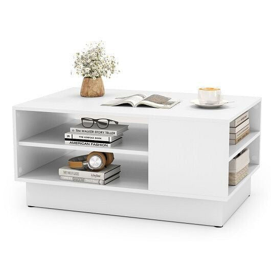 Modern Coffee Table with 2 - Tier Open Storage Shelves - White - Brewhug
