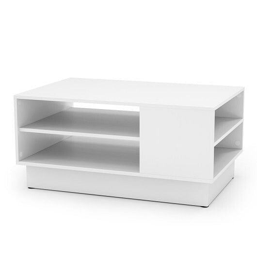 Modern Coffee Table with 2 - Tier Open Storage Shelves - White - Brewhug