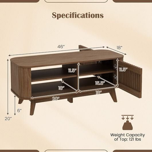 Rectangular Coffee Table with Storage and Adjustable Shelves - Walnut - Brewhug